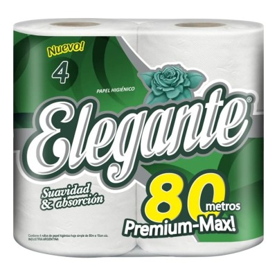 Papel Higienico Elegante Simple Hoja 4x80 Mts Premium Verde