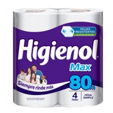 Papel Higienico Higienol Simple Hoja 4x80 Max Papel Higienico Higienol Simple Hoja 4x80 Max