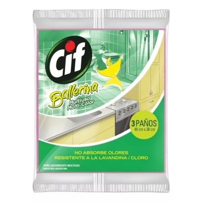 Paño Cif Balerina Antibacterial x3 Unidades